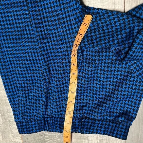 Vtg 60s 70s Houndstooth Blue Black Houndstooth Knit High Waist Stretch Pant M - Picture 6 of 13
